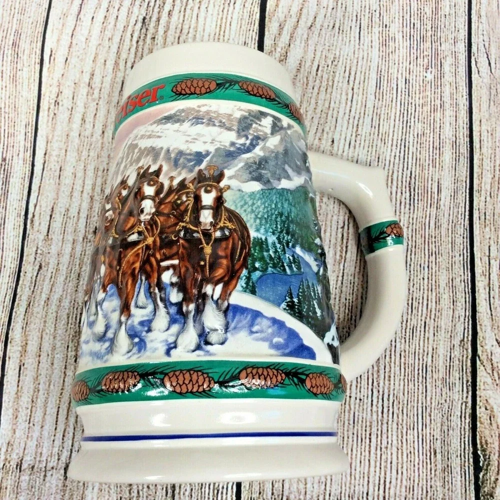1993 Budweiser Holiday Stein Beer Mug Special Delivery‎ Vintage Horses